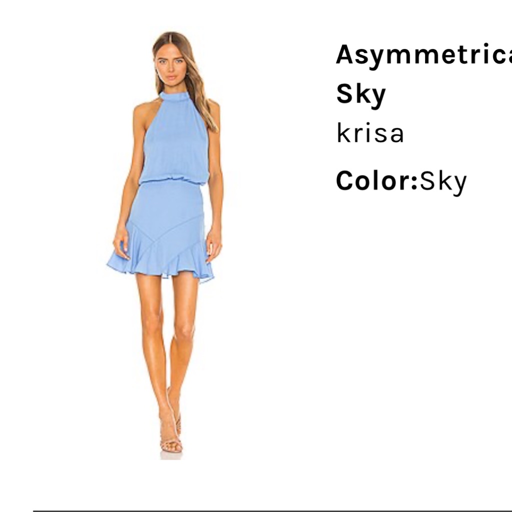 Asymmetrical Flare Halter Mini In Sky